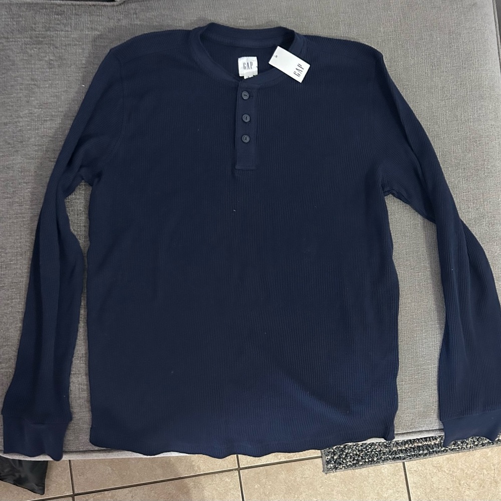 GAP Blue Long Sleeve Henley Tee
